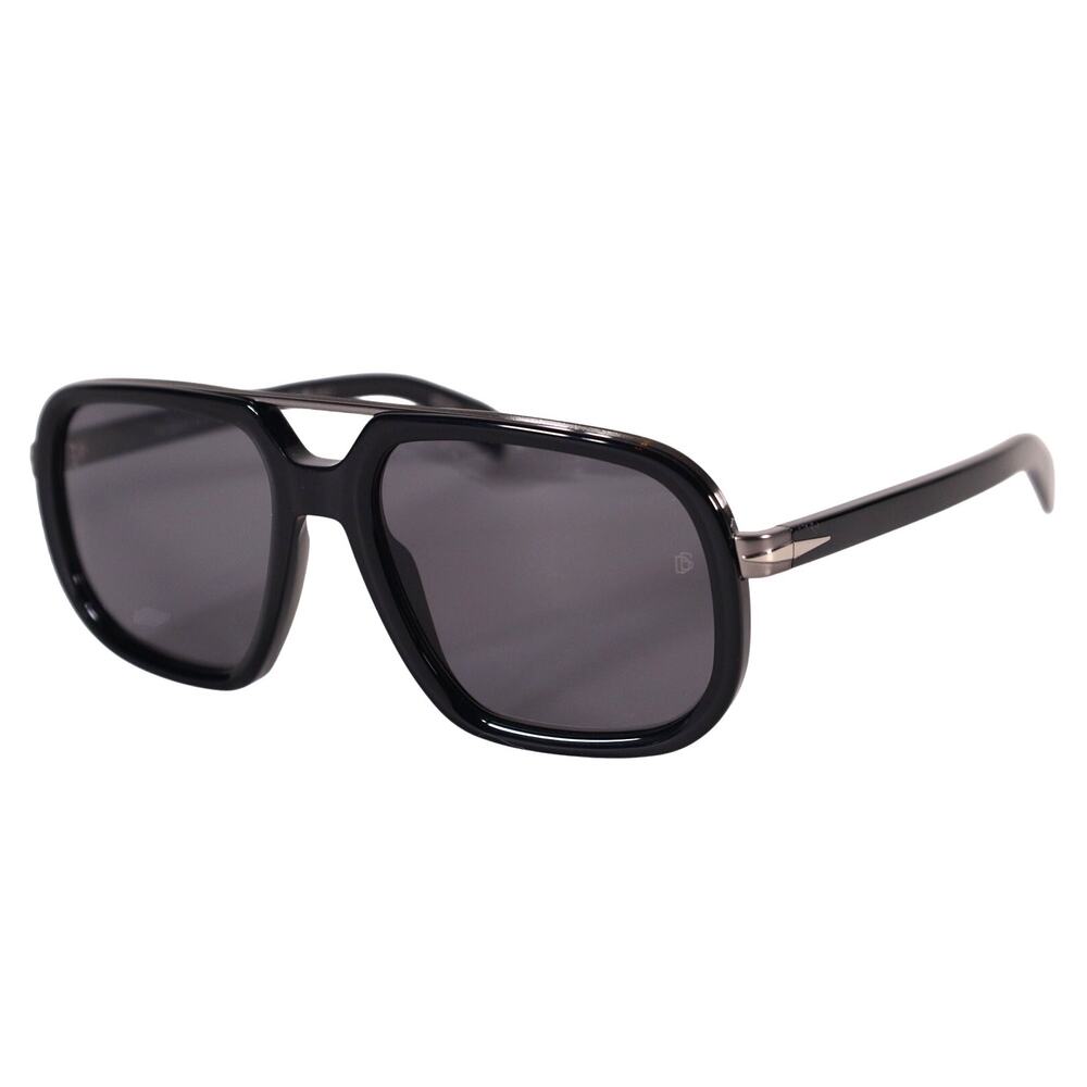 David Beckham Mens Modern Aviator Polarized Sunglasses-Black/Dark Ruthenium-NWT - Picture 2 of 9
